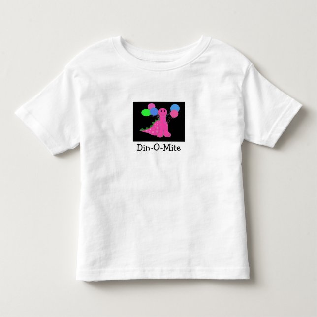 T-shirt Pour Les Tous Petits Dinosaure rose avec ballons (Devant)
