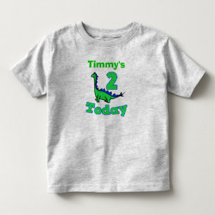 T-shirt Pour Les Tous Petits Dinosaure Vert Deuxième Chemise Boy Anniversaire