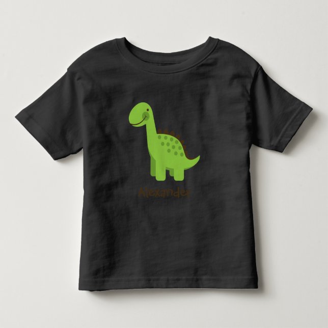 T-shirt Pour Les Tous Petits Dinosaure vert mignon personnalisé (Devant)