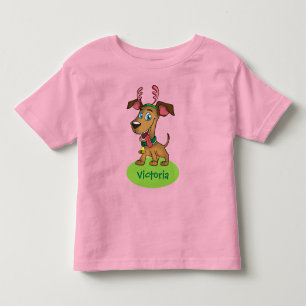 T-shirt Pour Les Tous Petits Doggie de Noël avec le nom de l'enfant