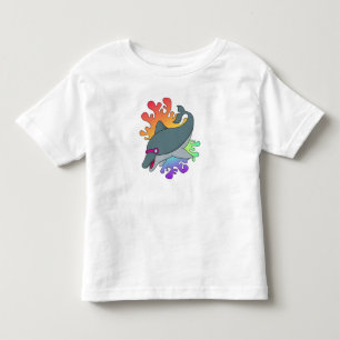 T-shirt Pour Les Tous Petits Dolphin at Swimming with Swimming goggles