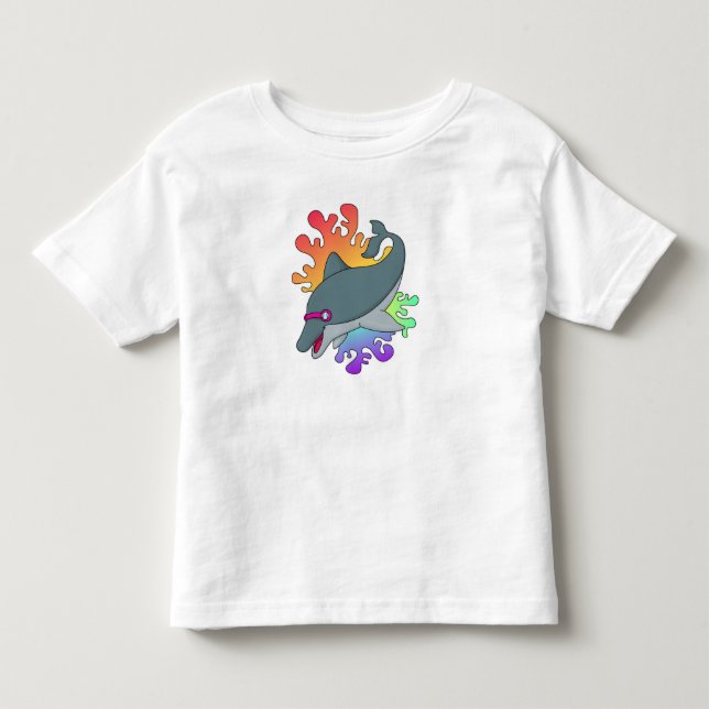 T-shirt Pour Les Tous Petits Dolphin at Swimming with Swimming goggles (Devant)