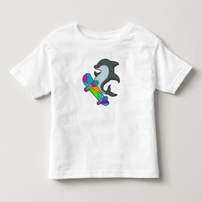 T-shirt Pour Les Tous Petits Dolpin comme patineur avec skateboard (Devant)