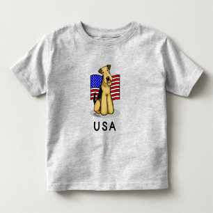 T-shirt Pour Les Tous Petits Drapeau américain Airedale Terrier Dog - mignonne