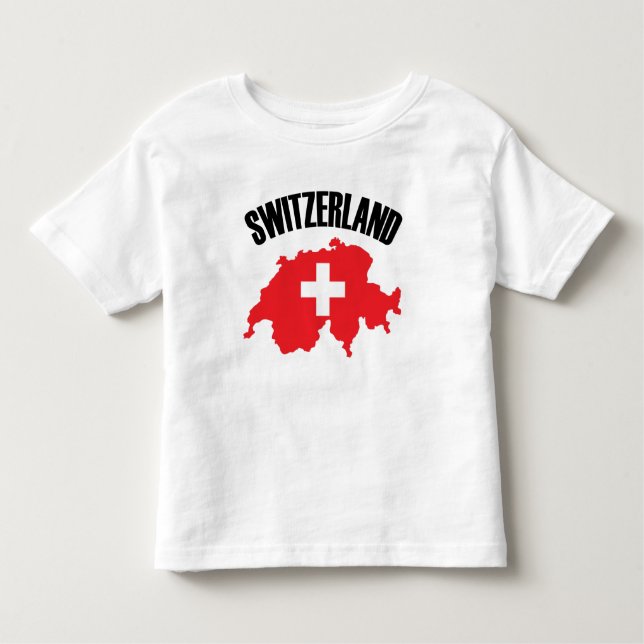 T-shirt Pour Les Tous Petits Drapeau de carte Suisse (Devant)