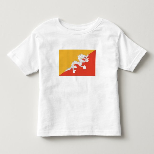 T-shirt Pour Les Tous Petits Drapeau du Bhoutan patriotique (Devant)