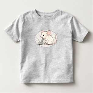 T-shirt Pour Les Tous Petits Drawing of a White Mouse nibbling Wheat grains