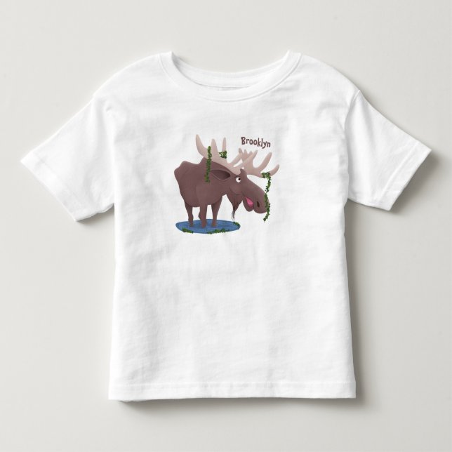 T-shirt Pour Les Tous Petits Drôle dessin animé d'orignal heureux (Devant)