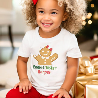 T-shirt Pour Les Tous Petits Drôle Noël Cookie Tester Fête Baking Todd