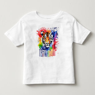 T-shirt Pour Les Tous Petits Drôle tigre coloré à l'aquarelle