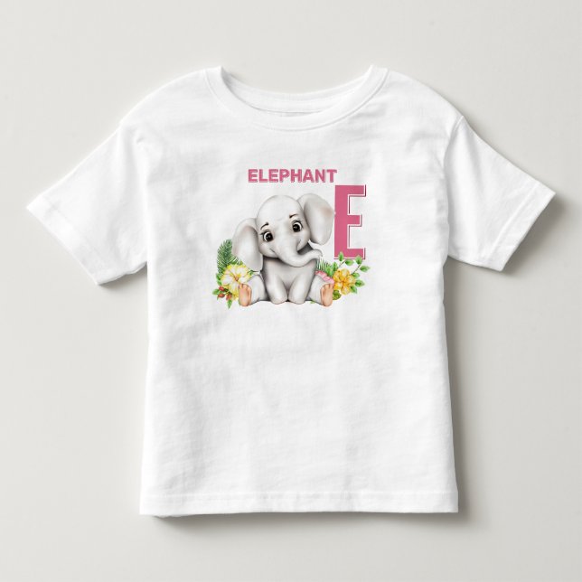T-shirt Pour Les Tous Petits E est pour Elephant Alphabet (Devant)