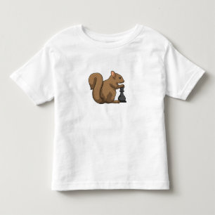 T-shirt Pour Les Tous Petits Écureuil aux échecs avec pièce d'échecs Évêque
