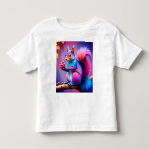 T-shirt Pour Les Tous Petits Écureuil Bleu Mangeant Un Fruit