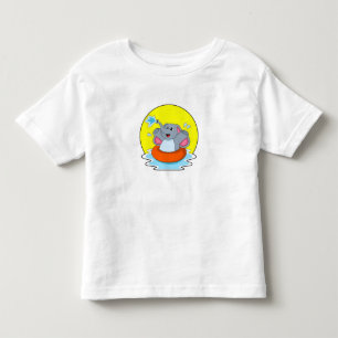 T-shirt Pour Les Tous Petits Eléphant à nager avec Lifebuoy