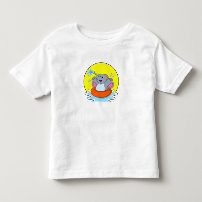 T-shirt Pour Les Tous Petits Eléphant à nager avec Lifebuoy (Devant)