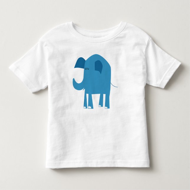 T-shirt Pour Les Tous Petits éléphant, bleu, heureux (Devant)