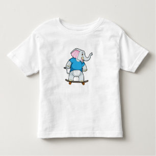 T-shirt Pour Les Tous Petits Elephant comme patineur avec skateboard