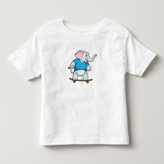 T-shirt Pour Les Tous Petits Elephant comme patineur avec skateboard (Devant)