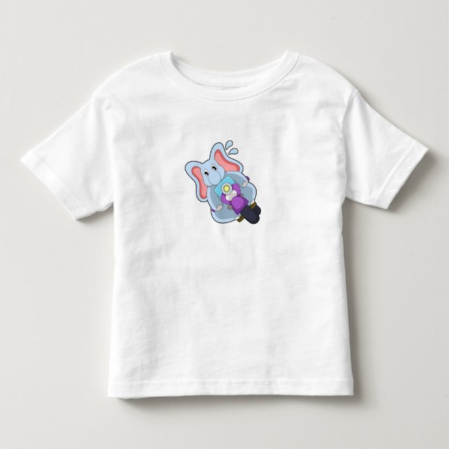T-shirt Pour Les Tous Petits Elephant comme vélo avec moto.PNG (Devant)