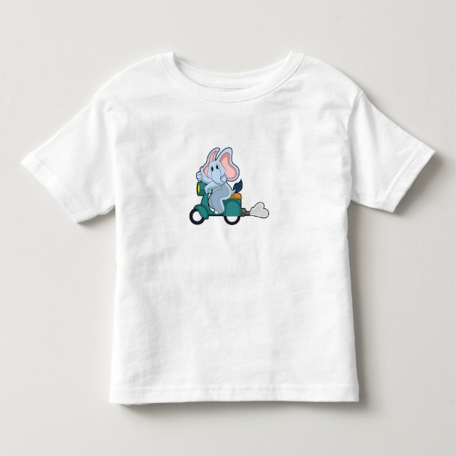 T-shirt Pour Les Tous Petits Elephant comme vélo avec scooter (Devant)