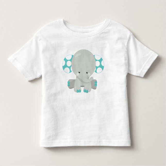 T-shirt Pour Les Tous Petits Eléphant mignon, petit éléphant - gris bleu (Devant)