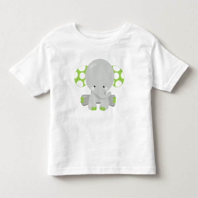 T-shirt Pour Les Tous Petits Eléphant mignon, petit éléphant - gris vert (Devant)