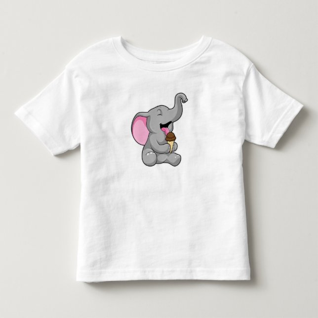 T-shirt Pour Les Tous Petits Elephant with chocolate gaufre ice cream (Devant)