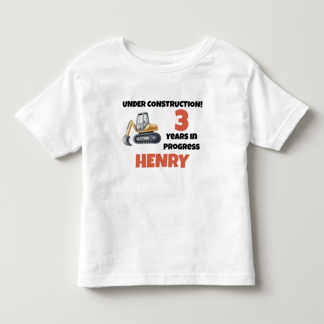 T-shirt Pour Les Tous Petits En construction Anniversaire Garçon Fête Personnal (Devant)