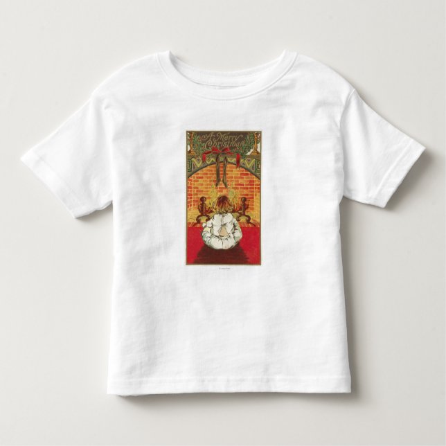 T-shirt Pour Les Tous Petits Enfant devant la cheminée (Devant)