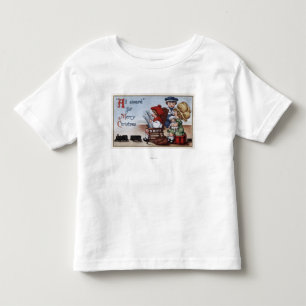 T-shirt Pour Les Tous Petits Enfants feignant pour être dans un train