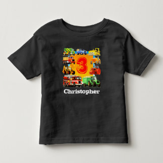T-shirt Pour Les Tous Petits Enfants Nom personnalisé Construction Camion 3e an