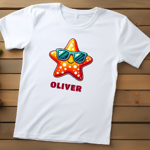 T-shirt Pour Les Tous Petits Étoile de mer mignonne avec lunettes de soleil