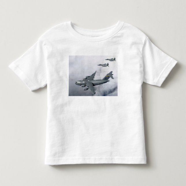 T-shirt Pour Les Tous Petits F-15B Eagles escorte le premier C-17 basé à Hawaï (Devant)