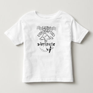 T-shirt Pour Les Tous Petits Facile à distraire par avion Aviator Pilot