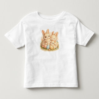 T-shirt Pour Les Tous Petits Famille de lapins de Pâques mignons avec des œufs 