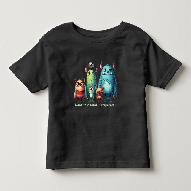 T-shirt Pour Les Tous Petits Famille Monster - Happy Halloween ! (Devant)