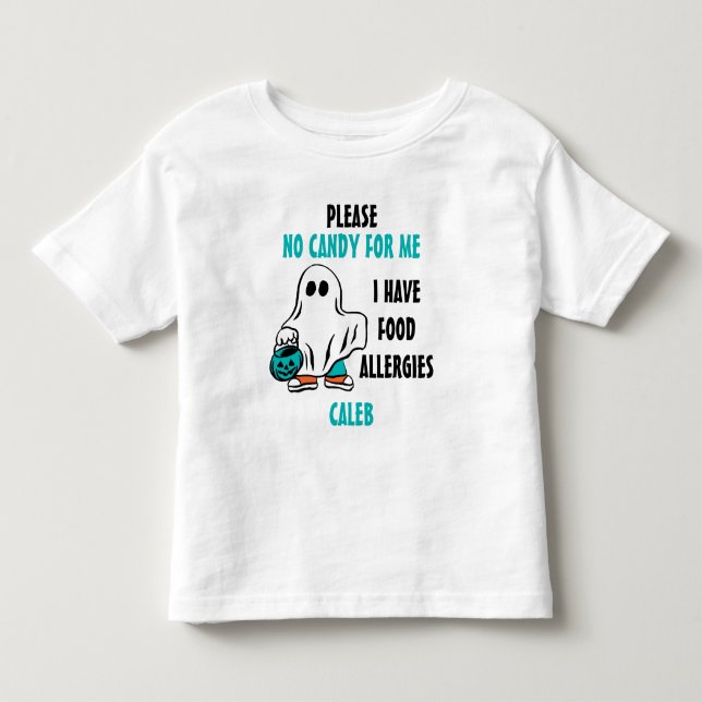 T-shirt Pour Les Tous Petits Fantôme personnalisé d'alerte d'allergie (Devant)