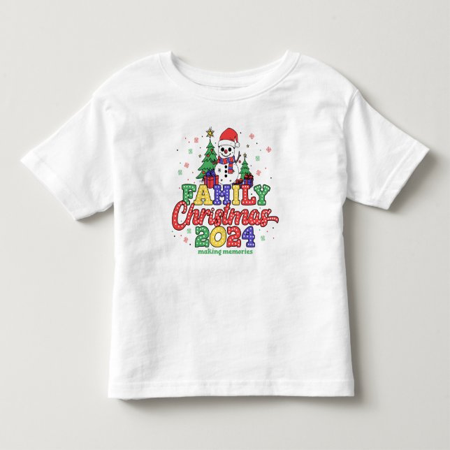 T-shirt Pour Les Tous Petits Festif Noël de la famille Snowman (Devant)