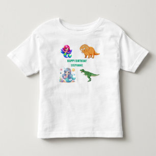T-shirt Pour Les Tous Petits Fête d'anniversaire Dinosaur sirène moderne
