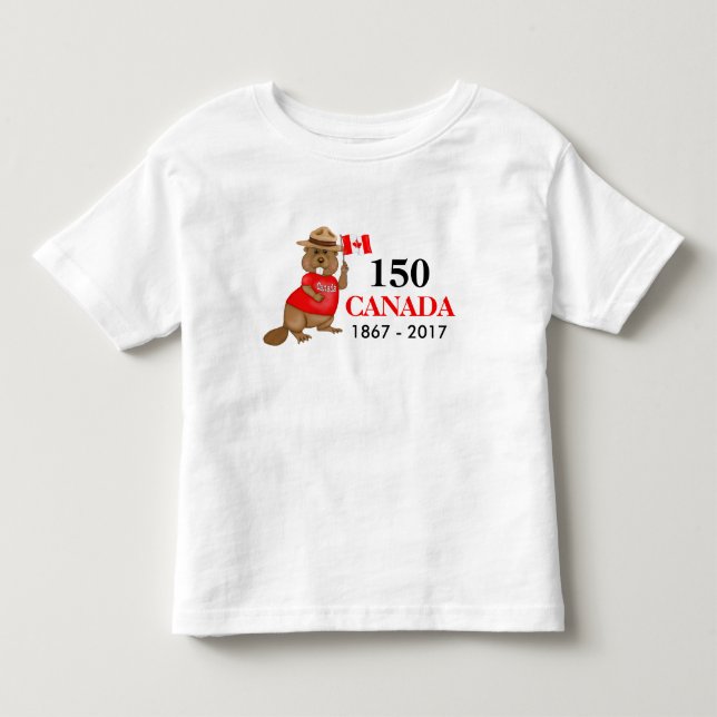 T-shirt Pour Les Tous Petits Fière fête canadienne du castor 150 (Devant)