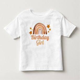T-shirt Pour Les Tous Petits Fille d'anniversaire Aquarelle Boho Arc-en-ciel et