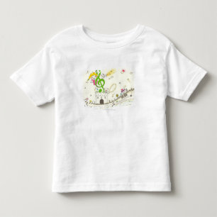 T-shirt Pour Les Tous Petits Fille jouant avec des notes musicales sur la maiso