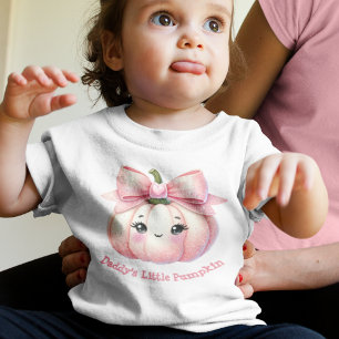 T-shirt Pour Les Tous Petits Fille mignonne Citrouille rose avec Bow Halloween