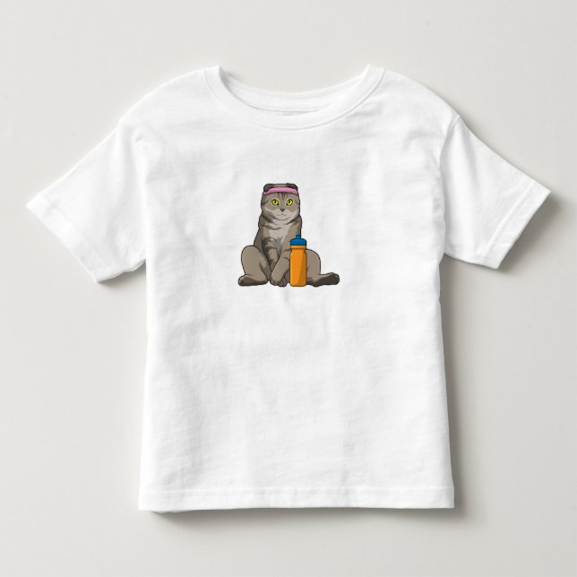T-shirt Pour Les Tous Petits Fitness Chat Boire de la tasse (Devant)