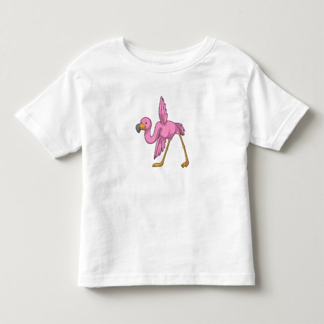 T-shirt Pour Les Tous Petits Flamant rose à Yoga Exercice d'étirement (Devant)