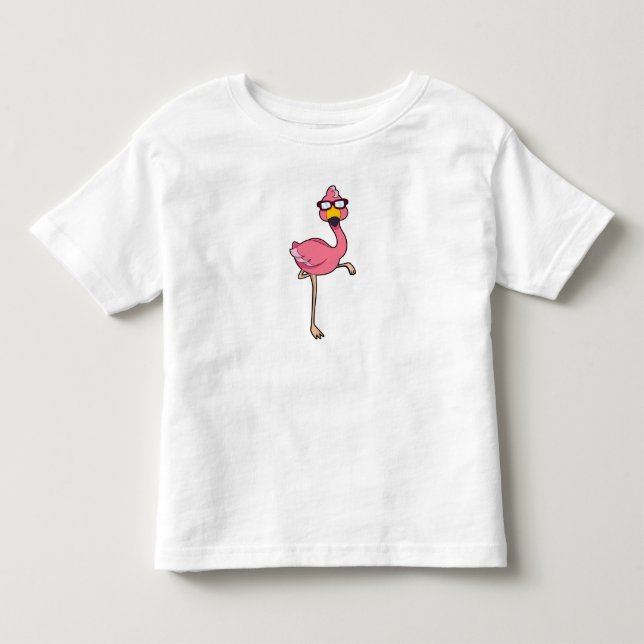 T-shirt Pour Les Tous Petits Flamant rose avec lunettes de soleil (Devant)