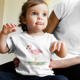 T-shirt Pour Les Tous Petits Flamant rose Dans L'Herbe Personnalisé