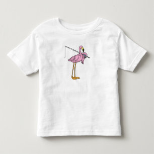T-shirt Pour Les Tous Petits Flamant rose Pêche Pêcheur Pêcheur canne