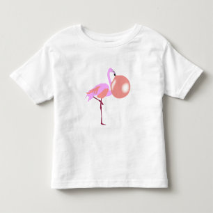T-shirt Pour Les Tous Petits Flamingo Masticateur de Bubble Gum Drôle Soufflant