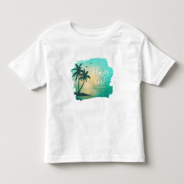 T-shirt Pour Les Tous Petits Fleur de l'île tropicale ID Turquoise581 (Devant)